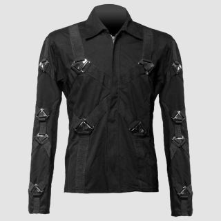Men's Black Gothic Harness Shirt with Adjustable Straps