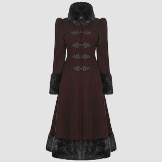 Black & Red Women's Long Gothic Coat