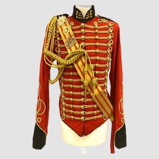 Men's Red Jacket Ceremonial Hussar Officers Jacket