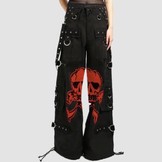 Black And Red Mega Skull Pants