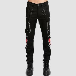 Men's Black & Red Skull Print Pants