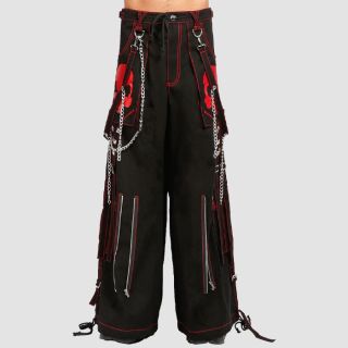 Black Red Stitch Doom Skull Pants