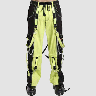 Men's Full Reflective Black Lime Green Pant