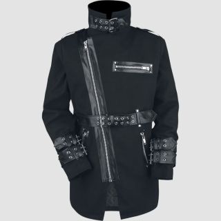 Men's Black Gothic Between Seasons Zipper Wool Coat