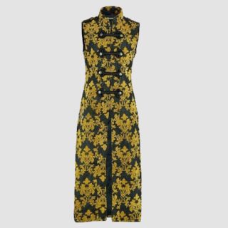 Black And Gold Damask Steampunk Long Gothic Waistcoat