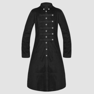Black Gothic Military Officer Long Coat For Men