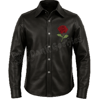 Men’s Black Genuine Leather Shirt Handmade Lambskin