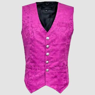 Pink Vest Brocade Gothic Mens Rock Fashion Clothing