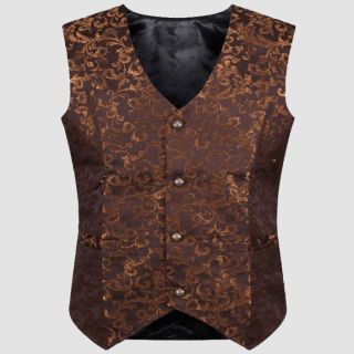 Gold Brocade Men’s Tailored Formal Gothic Steampunk Vest