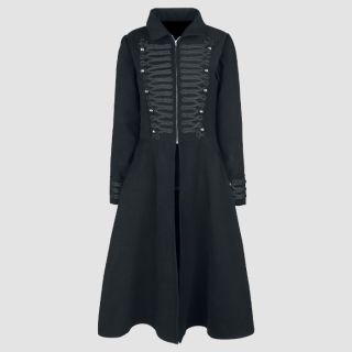 Women Gothic Officers Trench Black Coat