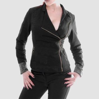 Asymmetrical Zippered Gothic Black Fitted Jacket