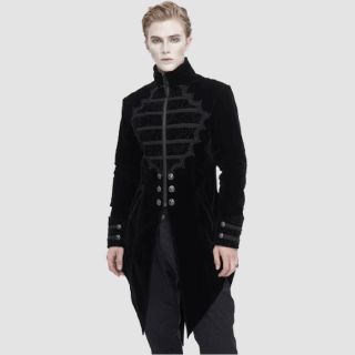 Embroidered Lace Stand Collar Cross Tail Vintage Coat