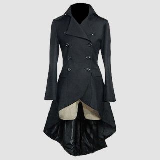 Gothic Punk Long Black Fishtail Jacket