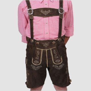 Goat Skin Brown Lederhosen with Suspenders