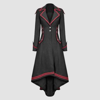Black Red Long Gothic Jacket for Women