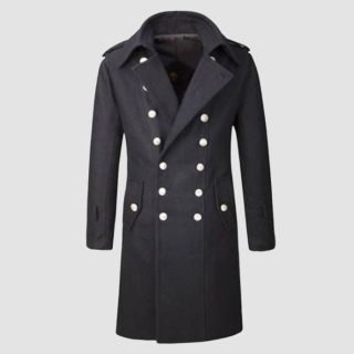 Men's Military Double Breasted Gothic Trench Long Coat