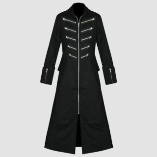 Gothic Trench Coat Mens Living Dead Zipper gothic Coat