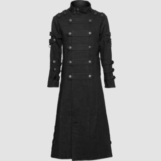 Gothic Military Officer Black Winter Long Coat