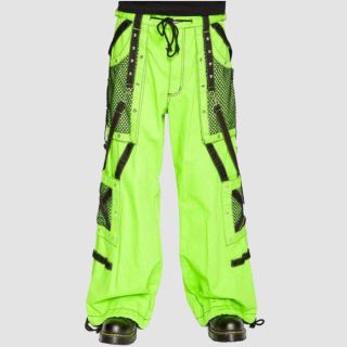 Green Wide Leg Netted Cargo Pants