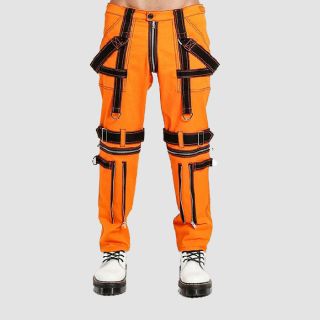 Orange Split Leg Gothic Para Pants