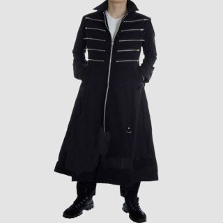 Black Gothic Zipper Long Coat