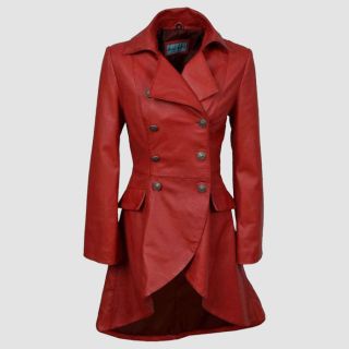 Ladies Real Gothic Red Victorian Leather Jacket