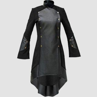 Long Fleece Coat Gothic Military Style