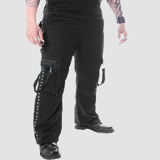 Men Black Canvas Alcatraz Gothic Trouser