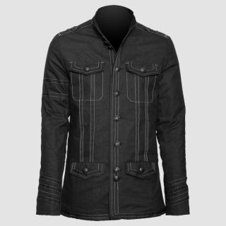 Gothic Military Jacket Men's White Threads