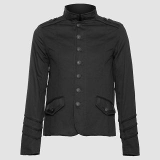 Men's Officer Black Goth Steampunk Jacket Braided Lining