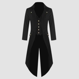 Men Military Style Lace Trench Coat