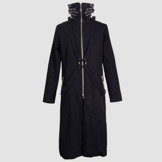 Men Punk Rock Windbreaker Stand Collar Gothic Coat