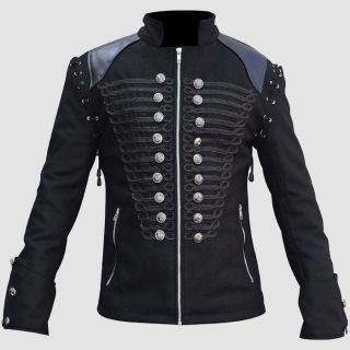 Men's Steampunk Gothic Rock Metal Military Wool Jacket
