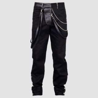 Men Steampunk Vintage Goth Black Gens Steam Pant