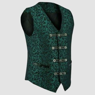 Green Vest Brocade Damask Velvet Goth Waistcoat Men’s