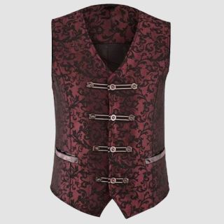 Red Vest Brocade Damask Velvet Goth Men’s