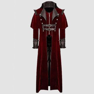 Military Style Jackets For Men Gothic Steampunk Military Red Jacket