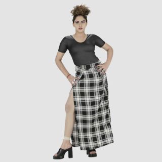 New Fashion Women Black And White Plaid Sarong Skirt