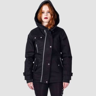 Women's Gothic Black Hooded Emo Jacket
