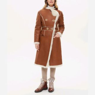 Amie Brown Double Breasted Shearling Coat