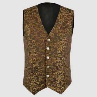Mens Gold Vest Waistcoat Gothic Steampunk Victorian