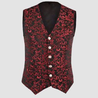 Mens Red Vest Designer Stylish Casual Brocade