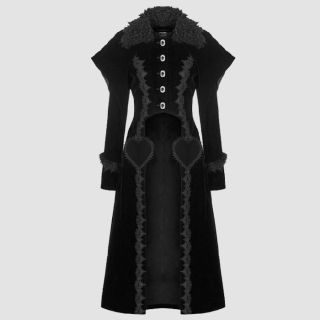 Women's Lolita Black Heart Lace-Up Overcoat