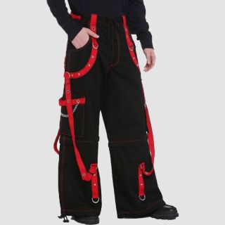 Red And Black Gothic Baggy Cargo Pants