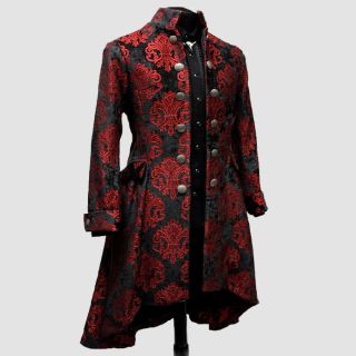  Dragon Coat Red Black Velvet Brocade
