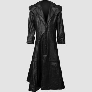 Men's Black Leather Steampunk Gothic Coat