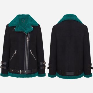 Scotch Soda Sheep Suede Shearling Biker Jacket