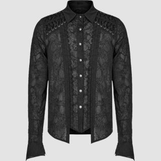 Men's Gothic Lace Shirt Victorian Style Unique Web Pattern