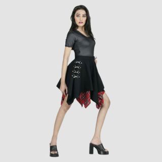 Sling Rock Punk High Waist Hem Mini Regular Skirt