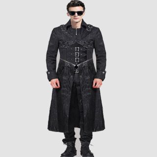Men's Black Gothic Steampunk Long Coat